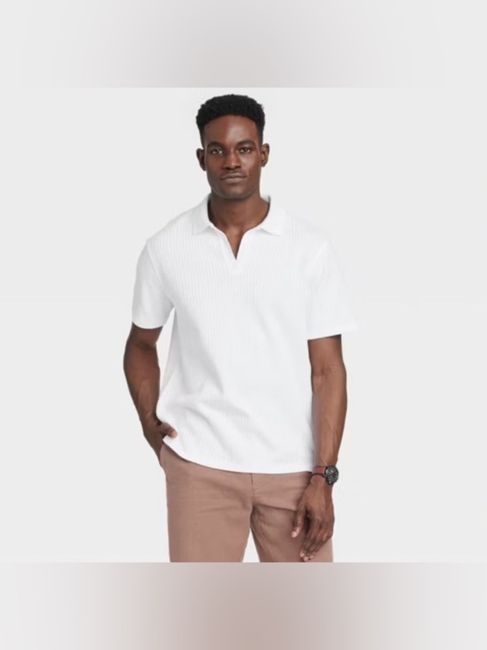 Goodfellow & Co White Short-Sleeve Knit Polo